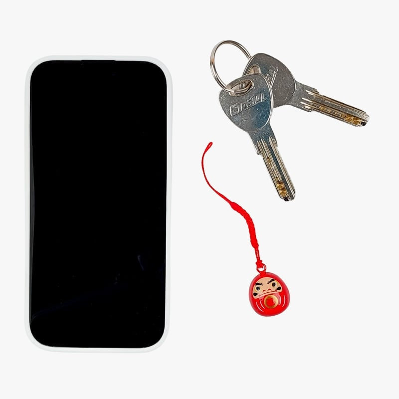 Daruma bell keychain