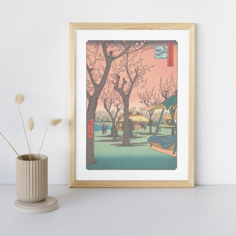 Japanese print Plum trees in Kamata - A3