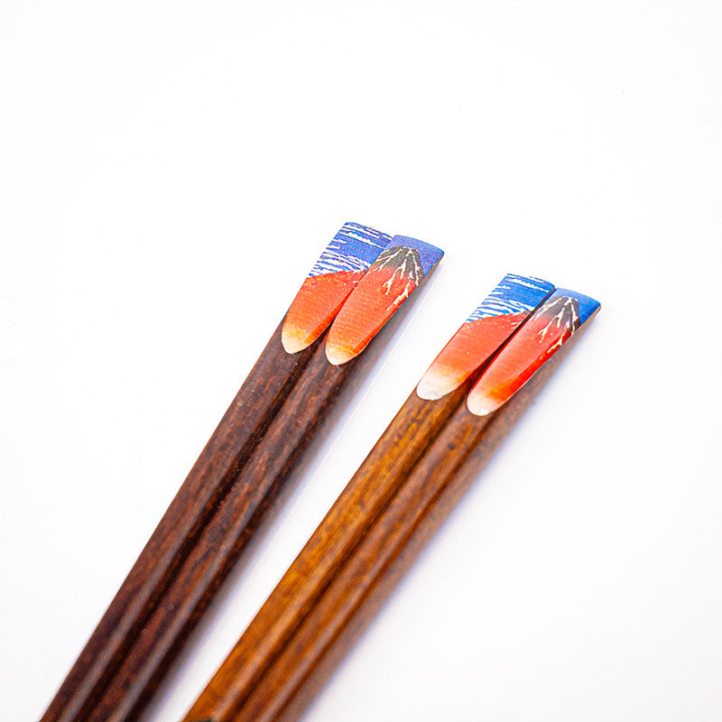 Fuji Red Chopsticks Set with Rests