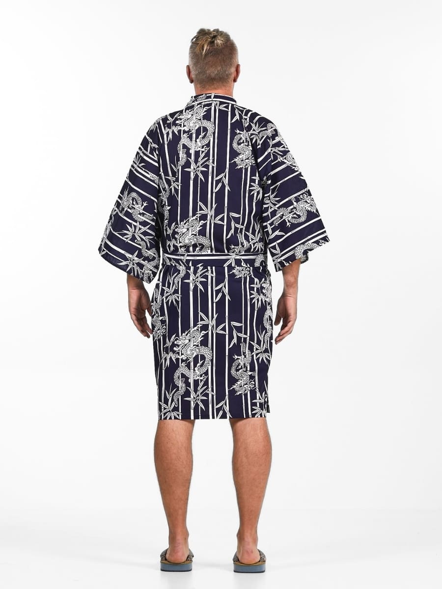 Happi Kimono Men - Bamboo & Dragon One Size