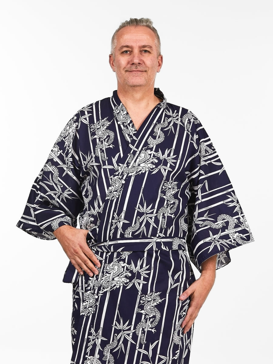 Happi Kimono Men - Bamboo & Dragon One Size