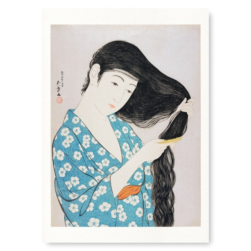 Japanese Block Print - Woman with Comb A3