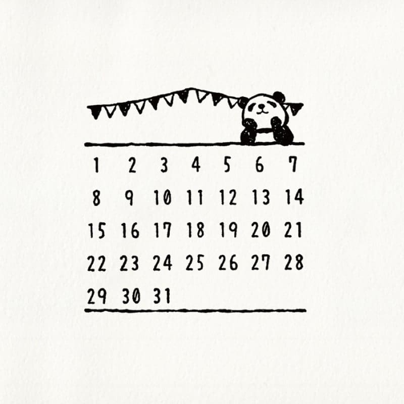 Japanese Calendar Stamp - Panda