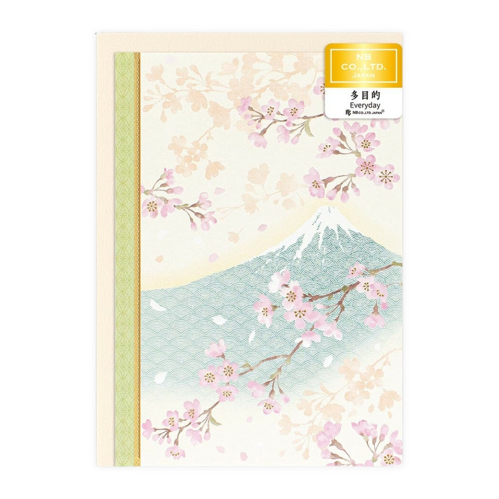 Japanese Card - Mount Fuji & Cherry Blossoms