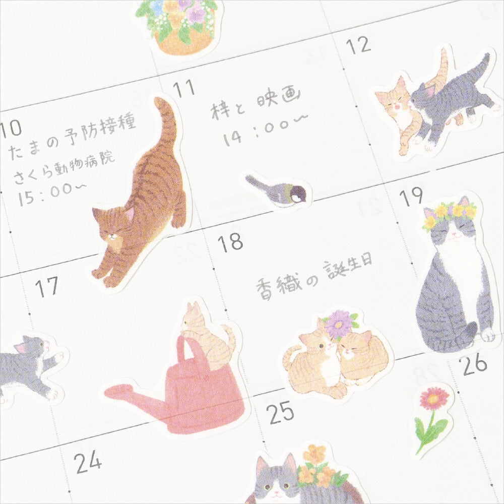 Japanese Cat Stickers - Hananiwa