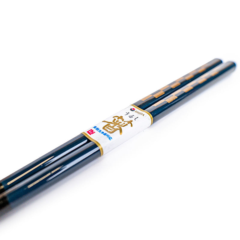 Japanese Chopsticks - Midnight Blue Ichimatsu Gold