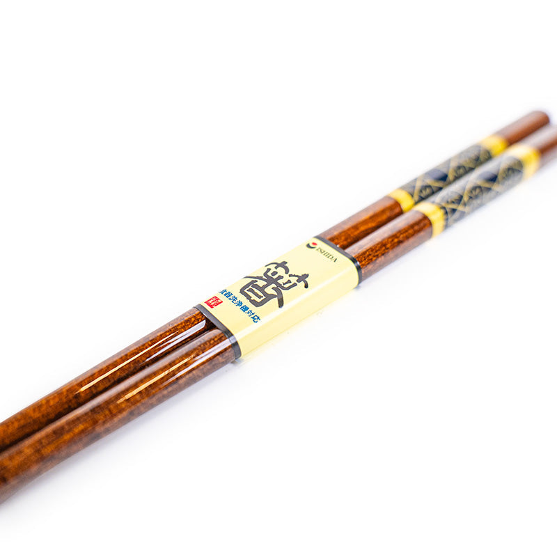 Japanese Chopsticks - Natural Wood Gold Pattern