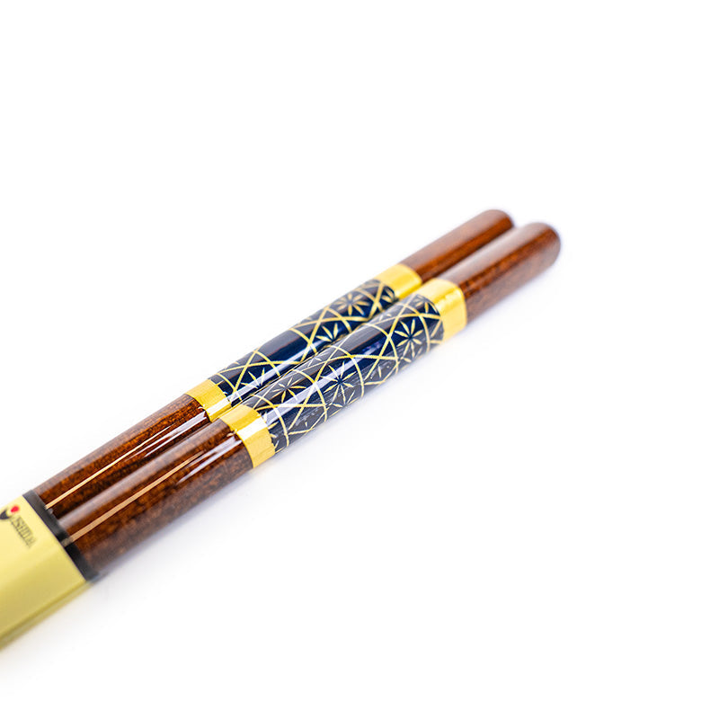 Japanese Chopsticks - Natural Wood Gold Pattern
