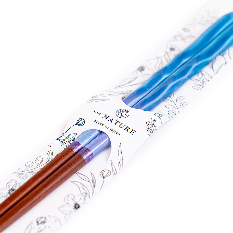Japanese Chopsticks - Wavy Blue Glitter