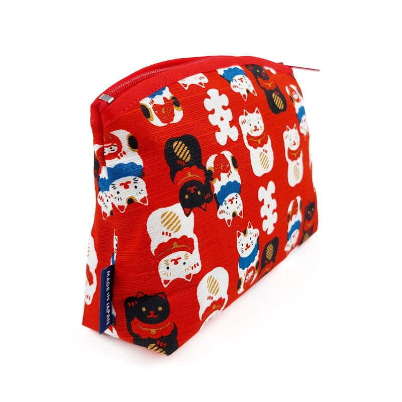 Japanese Clutch Bag - Red Maneki Neko