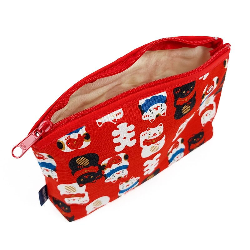 Japanese Clutch Bag - Red Maneki Neko