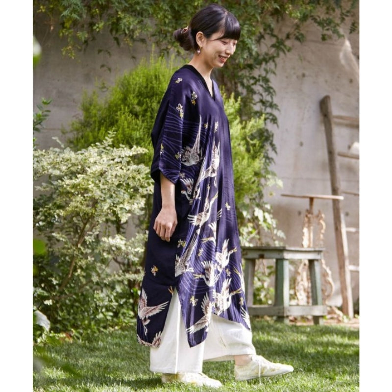 Japanese Crane Dress One Size