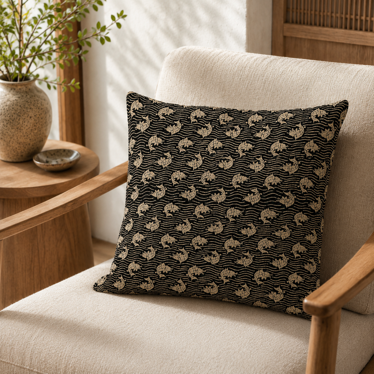 Japanese Cushion Cover - Araiso 18x18