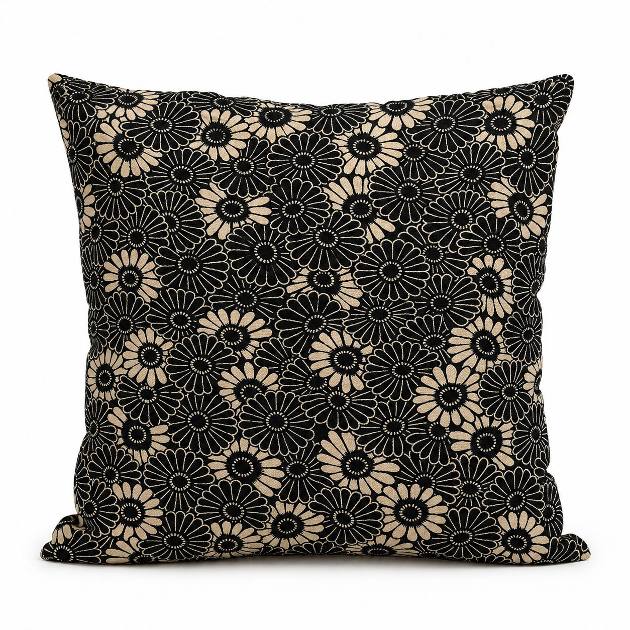 Japanese Cushion Cover - Kikuzukushi Black 18x18