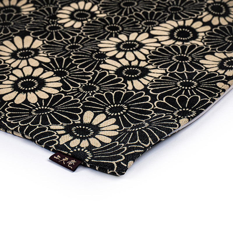 Japanese Cushion Cover - Kikuzukushi Black 18x18