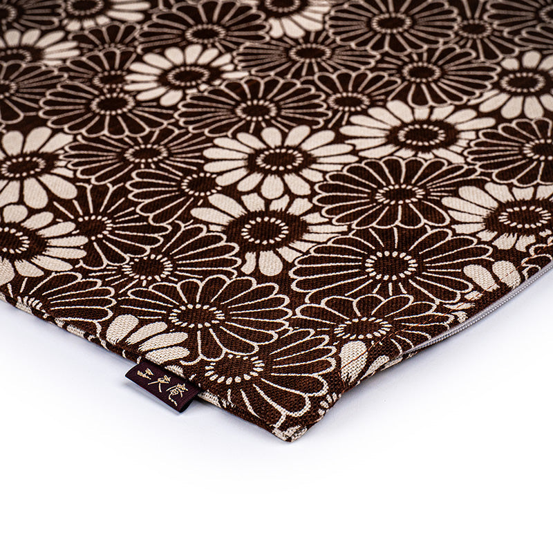 Japanese Cushion Cover - Kikuzukushi Brown 18x18