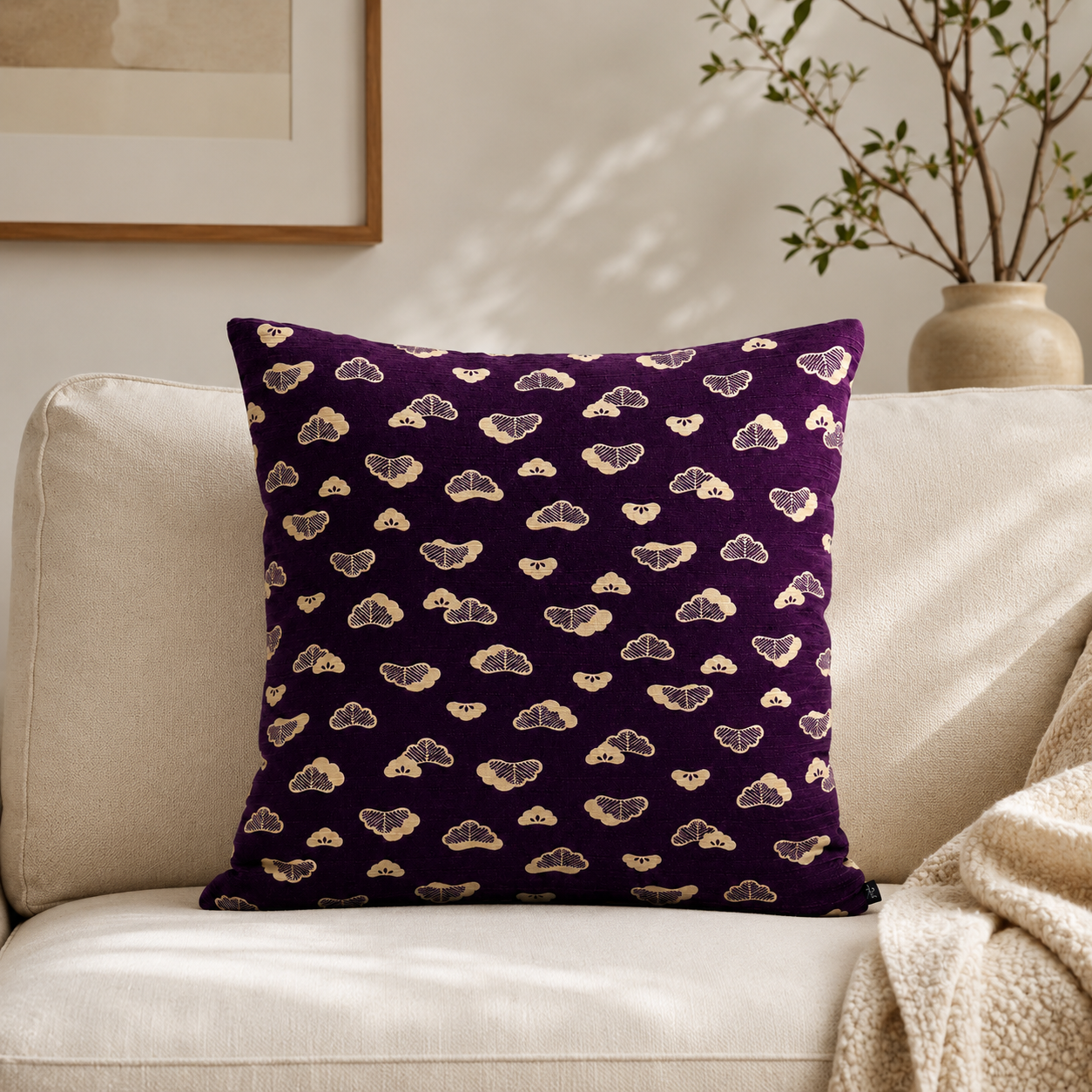 Japanese Cushion Cover - Matsu Purple 20x20