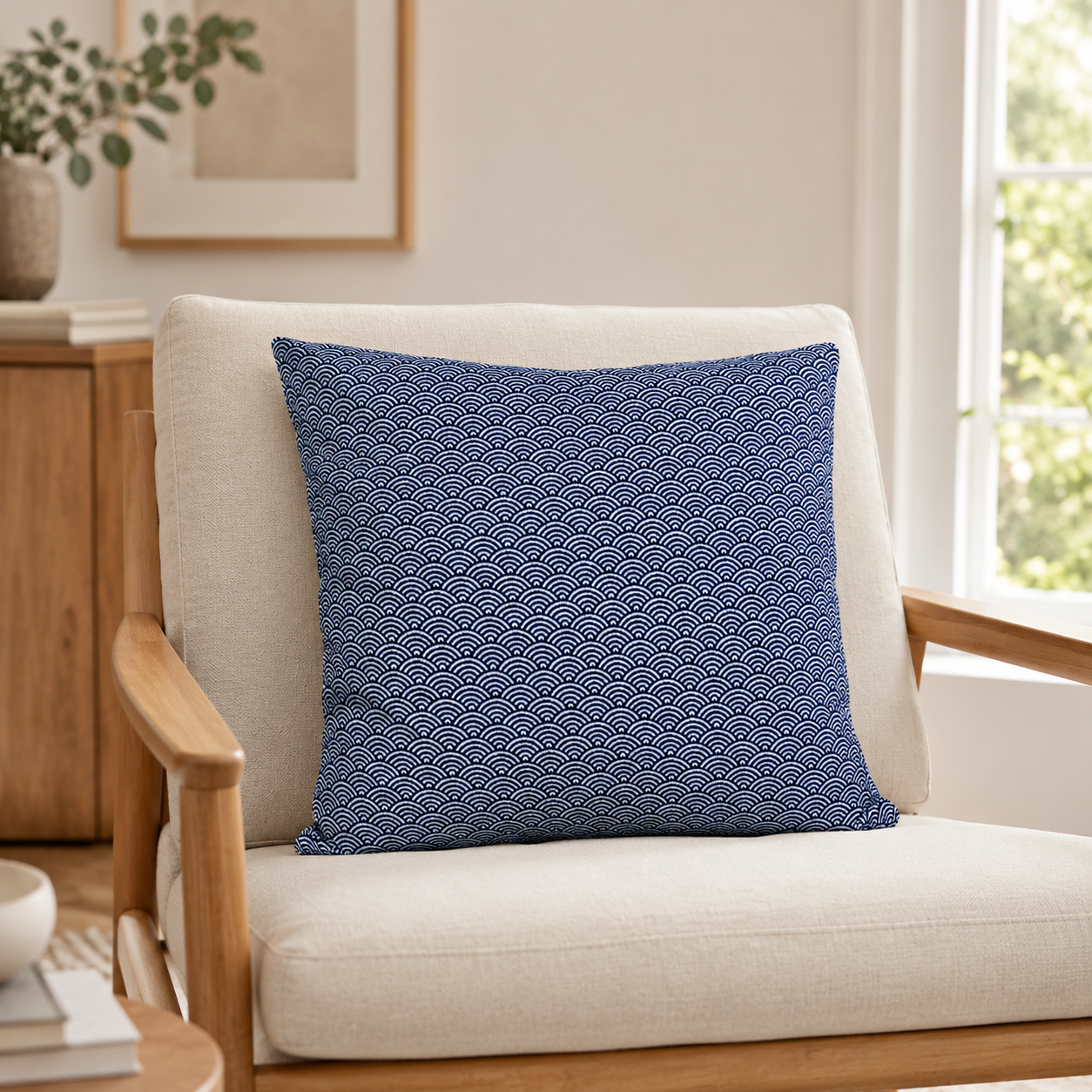 Japanese Cushion Cover - Seigaiha 20x20