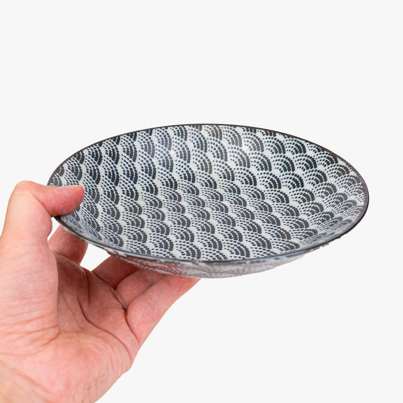Japanese Deep Plate – Seikaiha Pattern