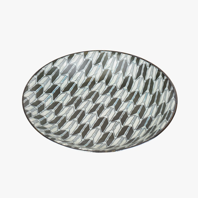 Japanese Deep Plate – Yagasuri Pattern