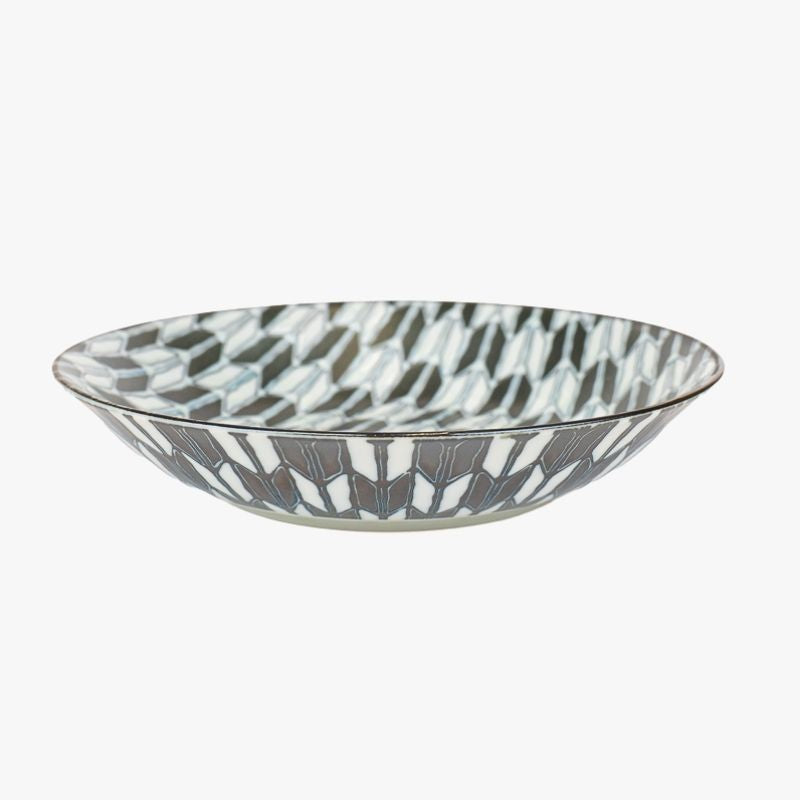 Japanese Deep Plate – Yagasuri Pattern