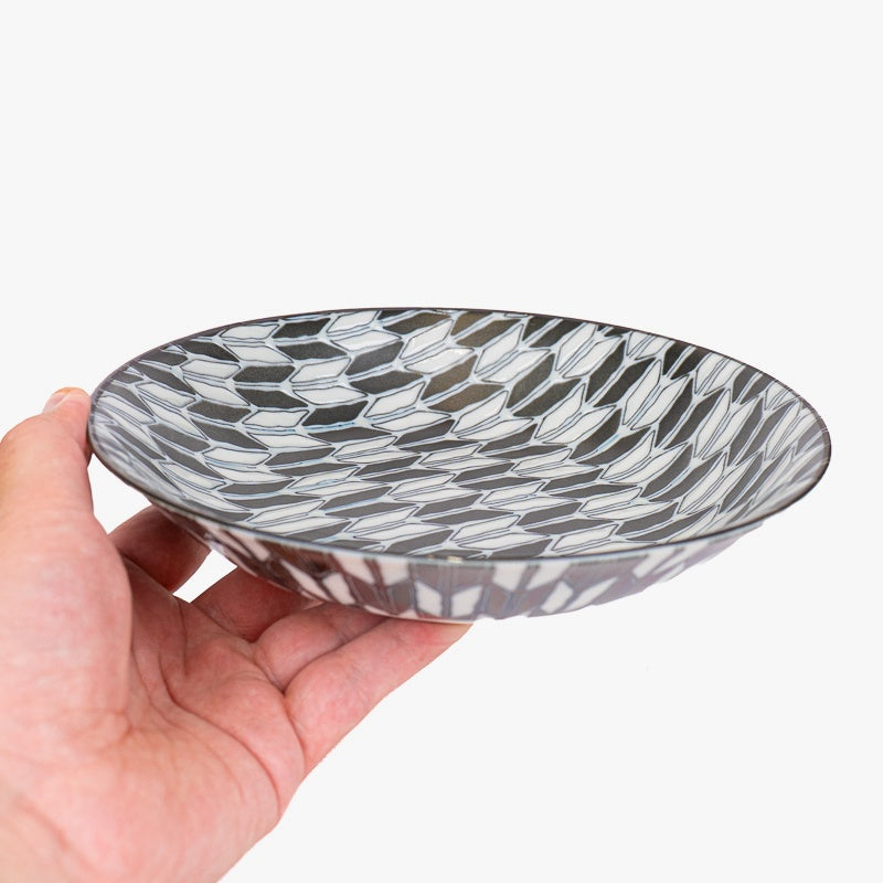 Japanese Deep Plate – Yagasuri Pattern