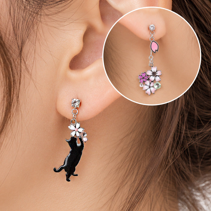 Japanese Earrings - Black Cat