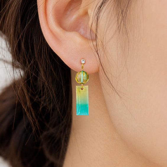 Japanese Earrings - Green Wind Chime