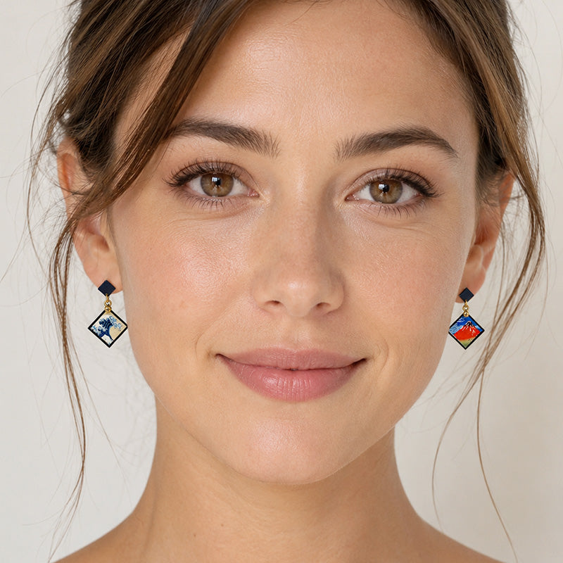 Japanese Earrings - Hokusai