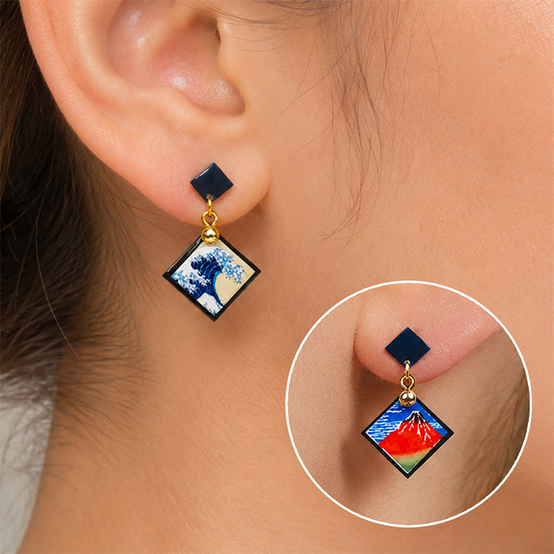Japanese Earrings - Hokusai