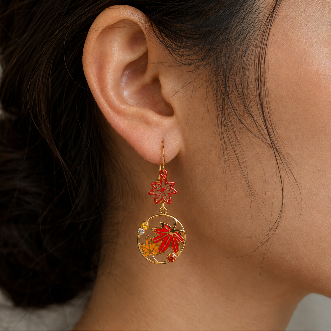 Japanese Earrings – Openwork Momiji Autumn Leaves