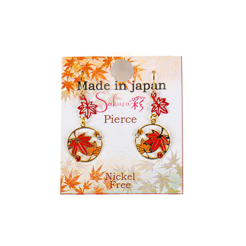 Japanese Earrings – Openwork Momiji Autumn Leaves