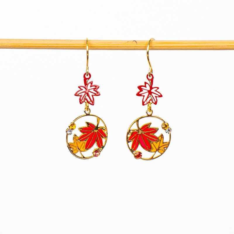 Japanese Earrings – Openwork Momiji Autumn Leaves