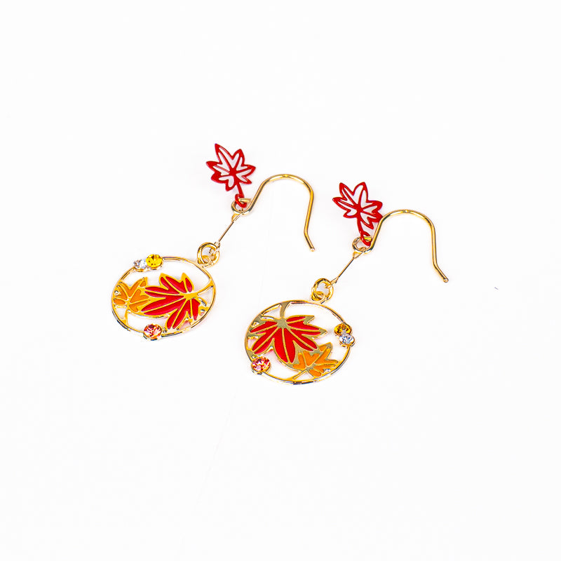 Japanese Earrings – Openwork Momiji Autumn Leaves