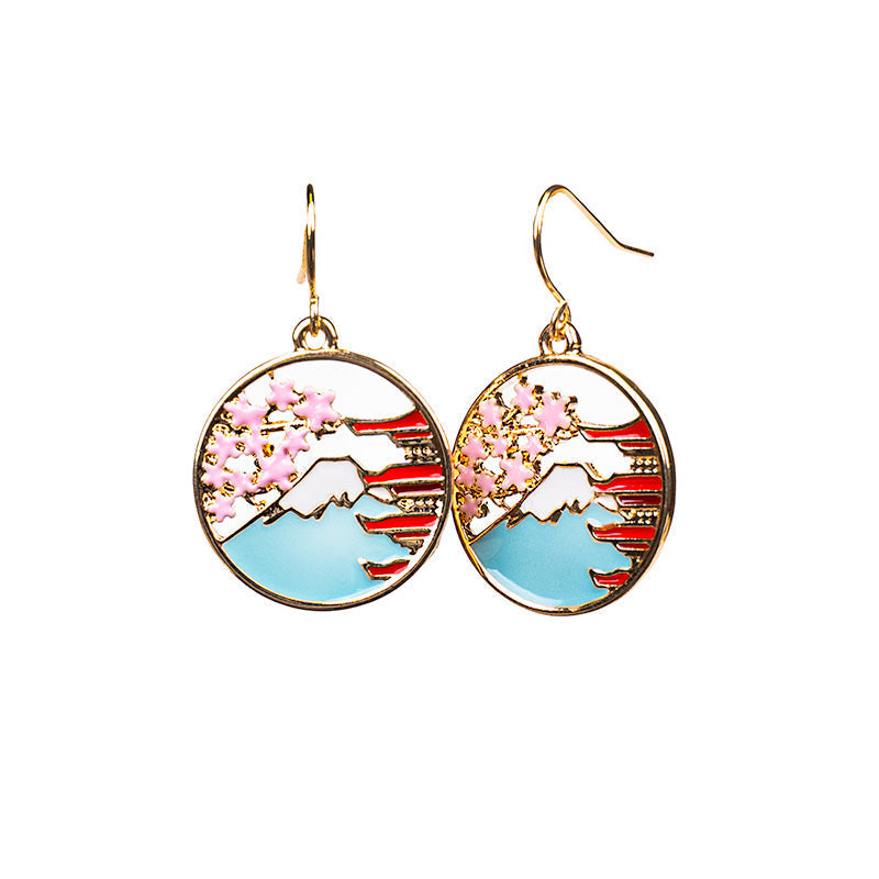 Japanese Earrings - Pagoda & Fuji