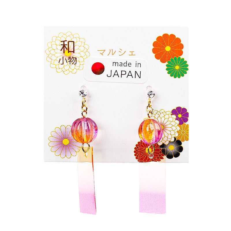 Japanese Earrings - Pink Wind Chime