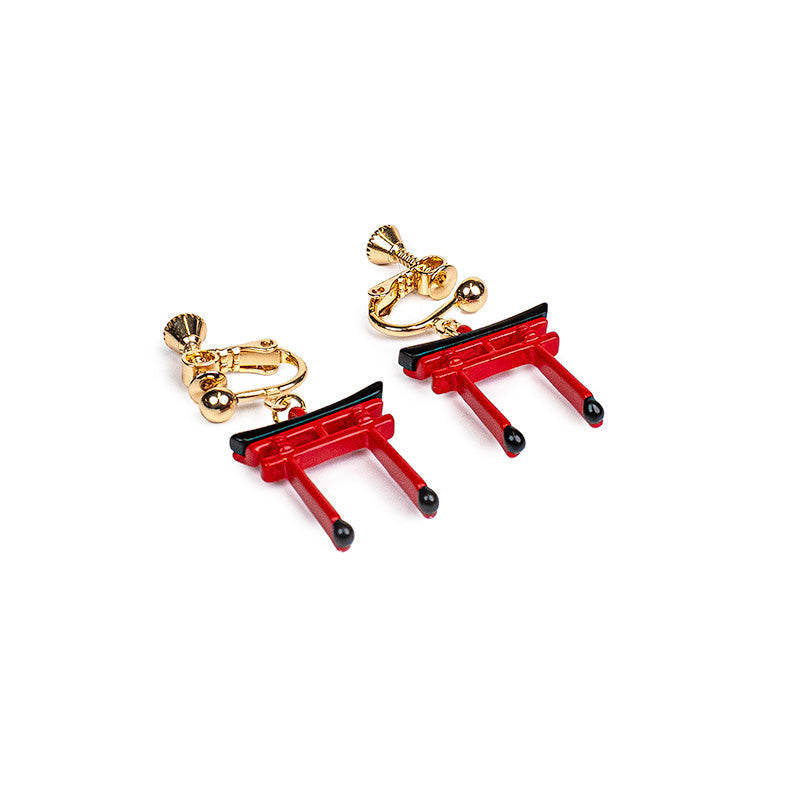 Japanese Earrings – Red Torii Gate Clip-On