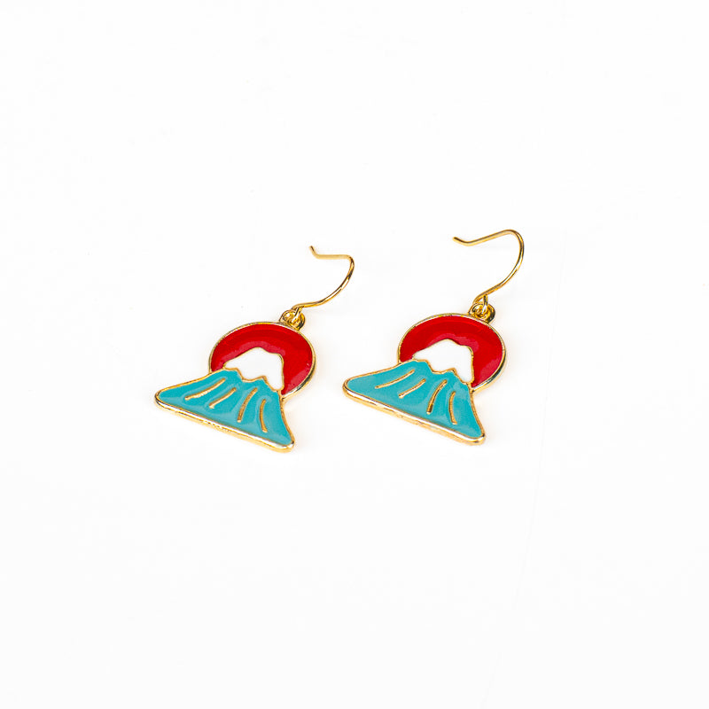 Japanese Earrings – Setting Sun Over Mount Fuji