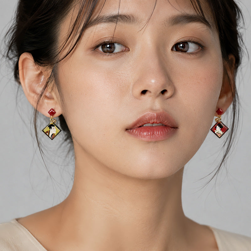 Japanese Earrings - Ukiyo-e Couple