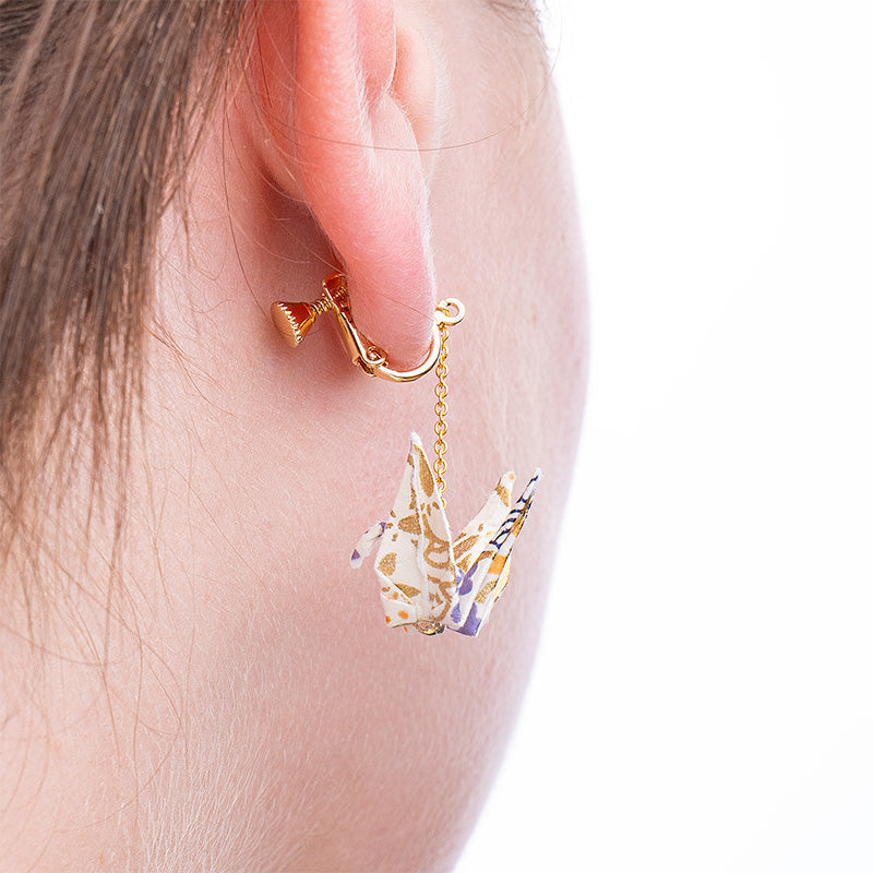 Japanese Earrings – White Crane Chains