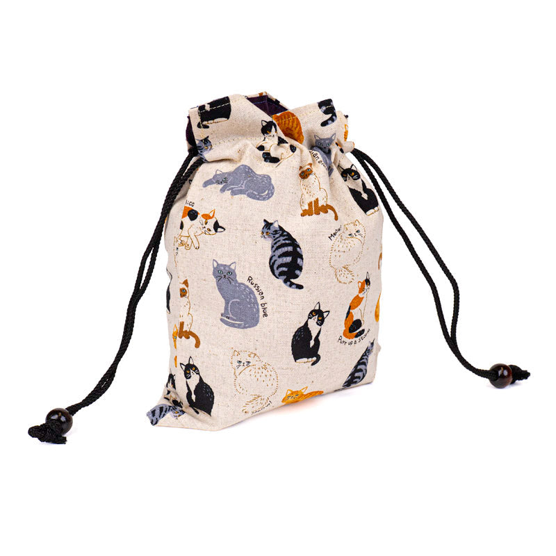 Japanese Fabric Pouch with Cat Pattern