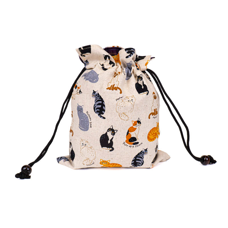 Japanese Fabric Pouch with Cat Pattern