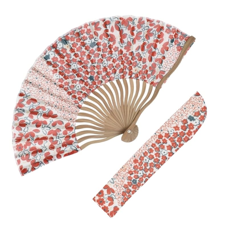 Japanese Fan & Pouch – Red Flowers