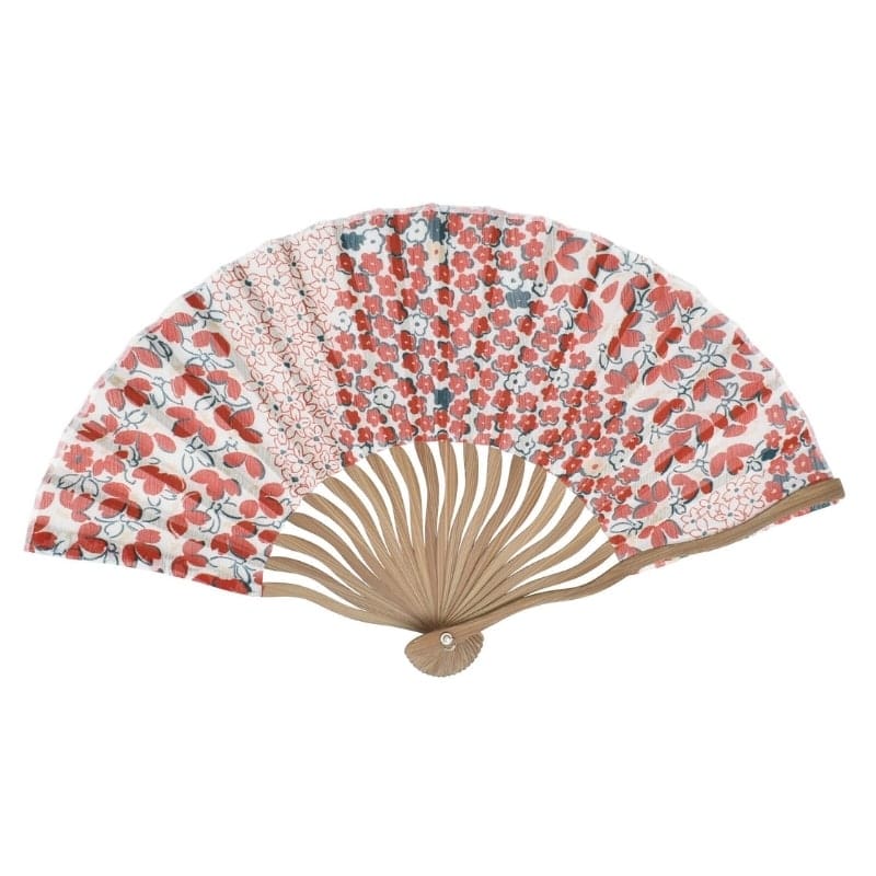 Japanese Fan & Pouch – Red Flowers