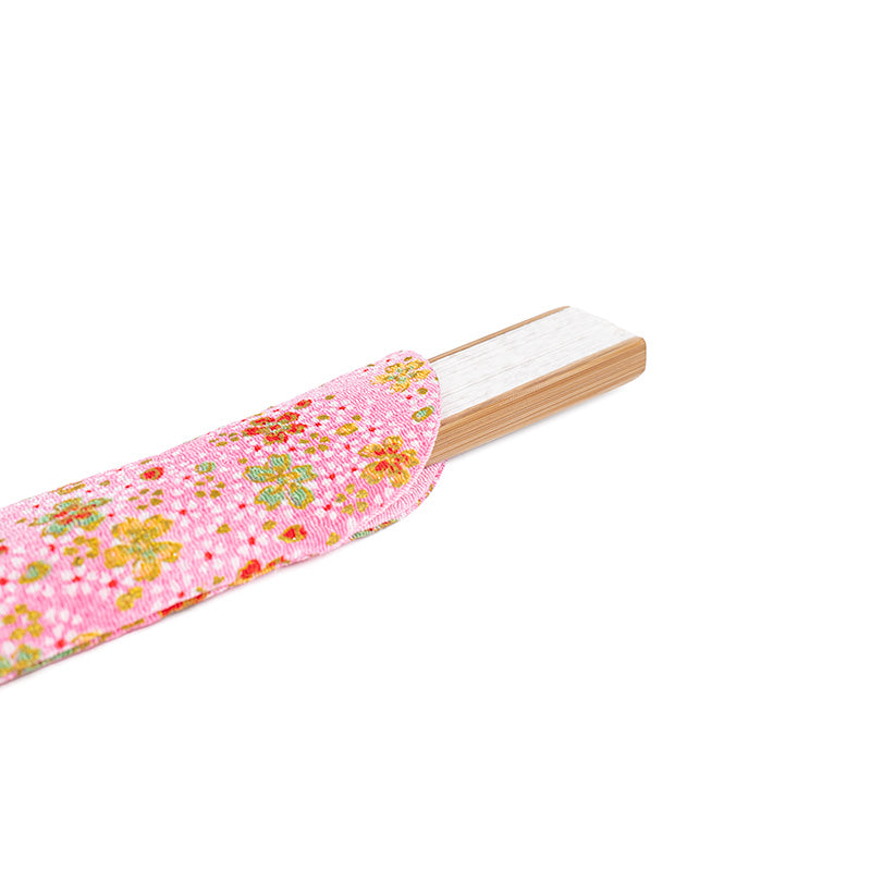 Japanese Fan Pouch - Yuzen Pink Floral Fabric