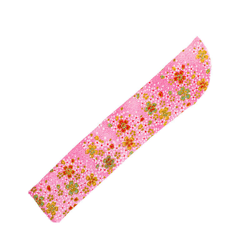 Japanese Fan Pouch - Yuzen Pink Floral Fabric