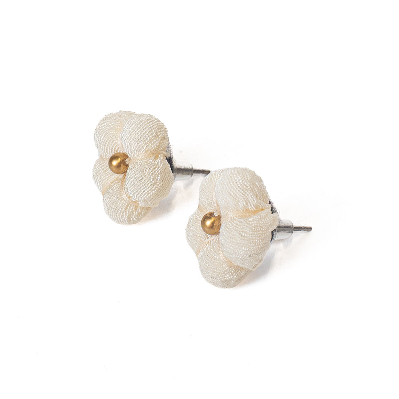 Japanese Flower Earrings - White