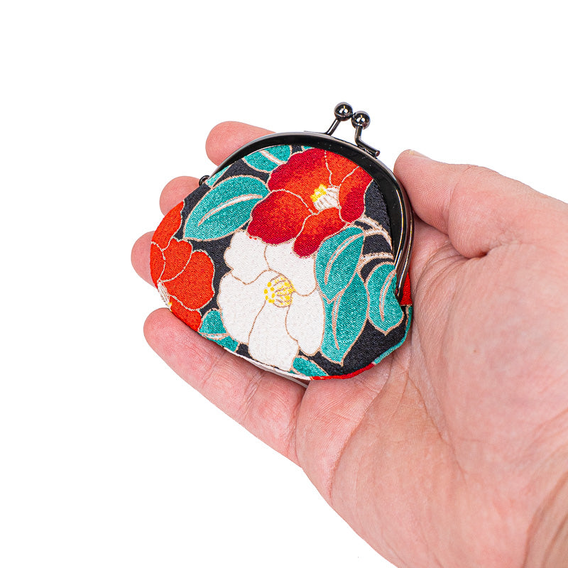 Japanese Gamaguchi Coin Purse - Camellia