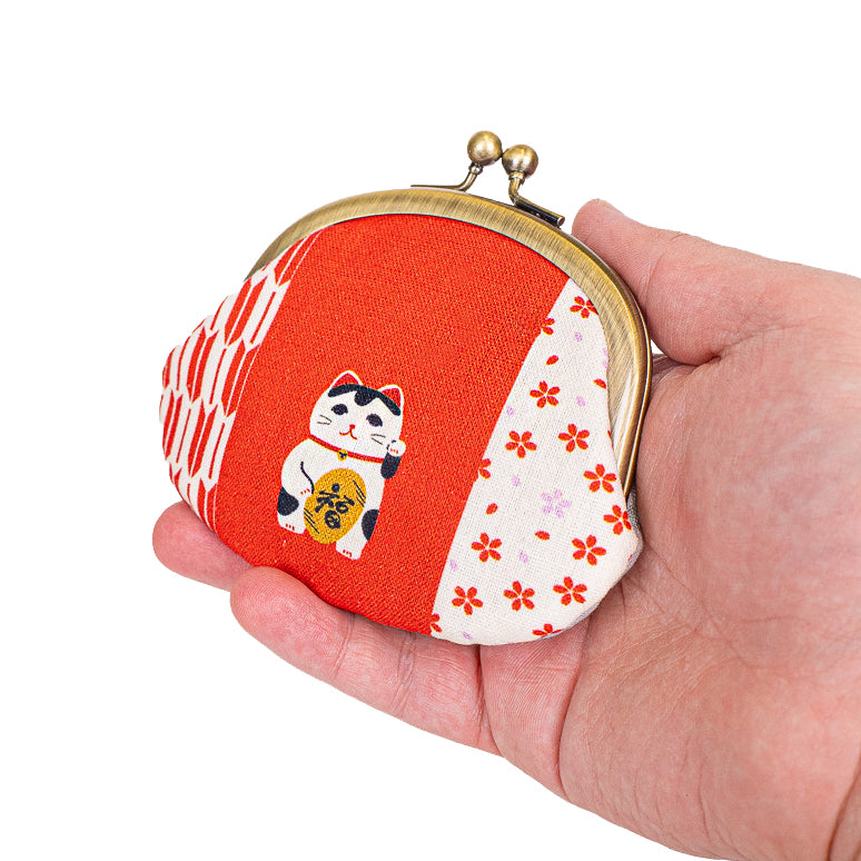 Japanese Gamaguchi Coin Purse - Maneki Neko