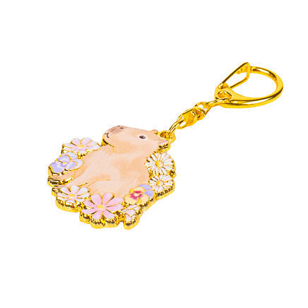 Japanese Gold-Tone Metal Keyring – Capybara Charm